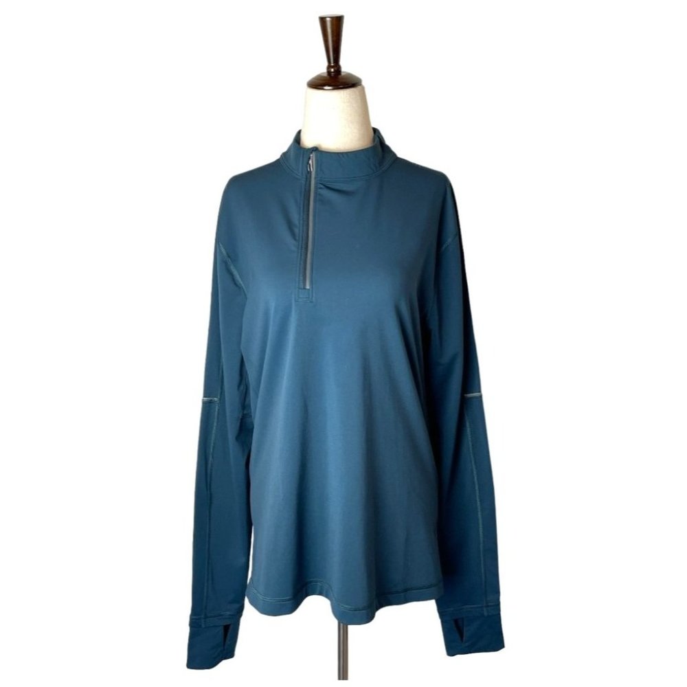 Lululemon Green Asymmetric Half Zip Mock Neck Reflective Pullover Top Size M